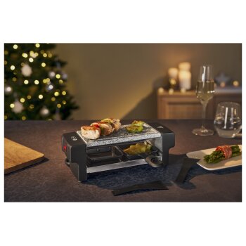 SILVERCREST® KITCHEN TOOLS Raclette-Grill, 350 W, für 2 Personen (heißem Stein SRGS 350 B2) - B-Ware sehr gut