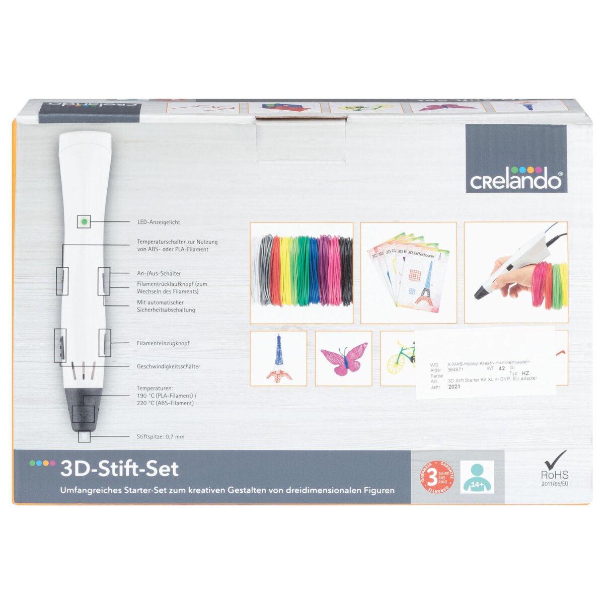 € 19-teilig Stift-Set, neuwertig, crelando® B-Ware - 22,99 3D