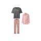 esmara Damen Pyjama lang 3tlg., Gr. S, rosa-lila/grau - B-Ware neuwertig