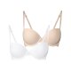 esmara® Damen T-Shirt BHs, 2 Stück, mit verstellbaren Trägern (beige/weiß, 80E) - B-Ware neuwertig