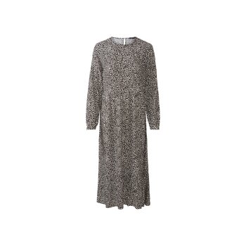 esmara® Damen Midikleid mit Volant am Rock (schwarz/gemustert, 38) - B-Ware neuwertig