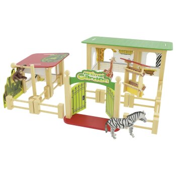 PLAYTIVE Set Bauernhof / Feenbaum / Zoo, aus Holz (Zoogehege) - B-Ware neuwertig