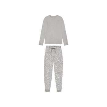esmara® Damen Pyjama mit Rundhalsausschnitt (grau, S(36/38)) - B-Ware neuwertig