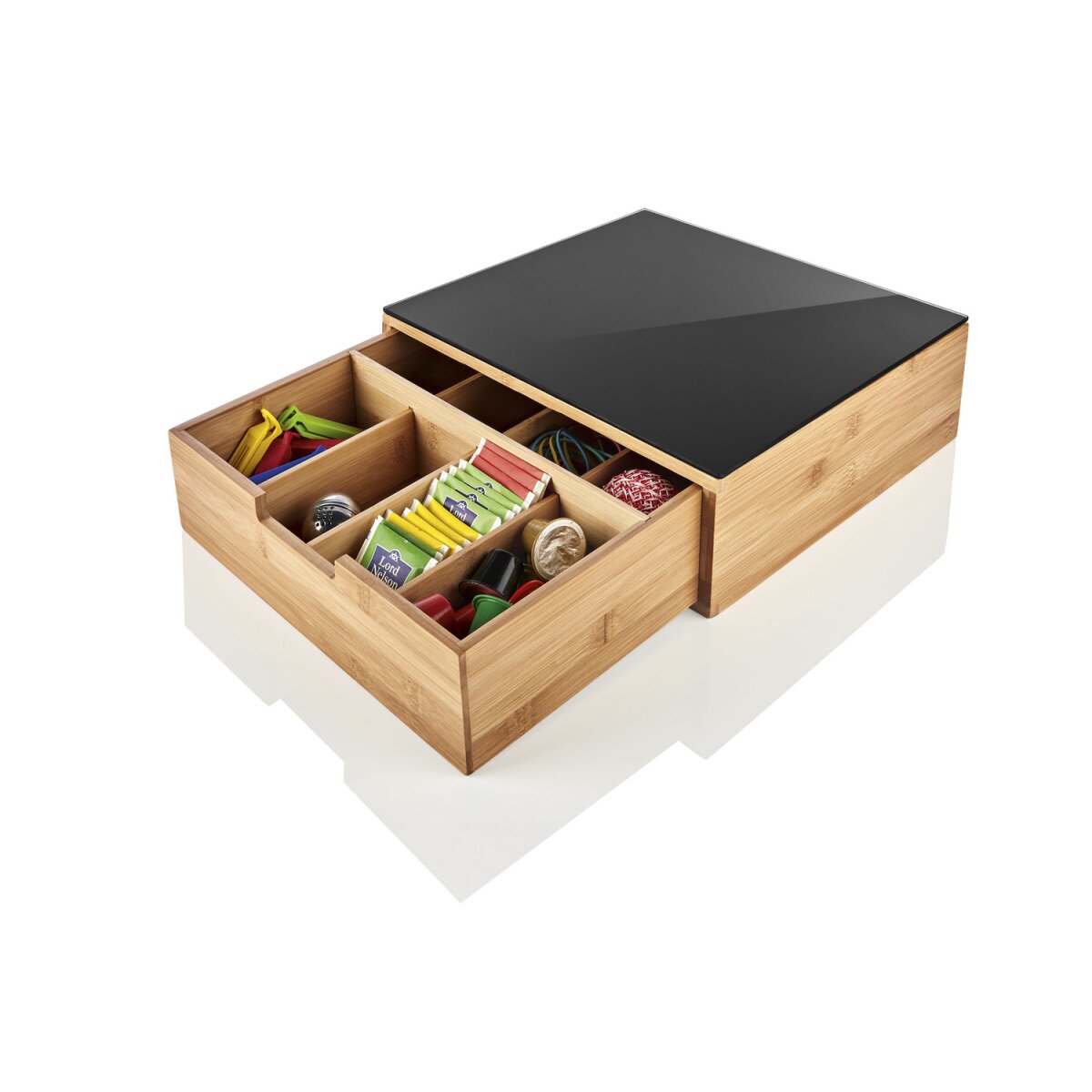 gut, € ERNESTO® Bambus-Schubladen-Box, mit 11,99 sehr - B-Ware Anti-Rutsch-Füßen