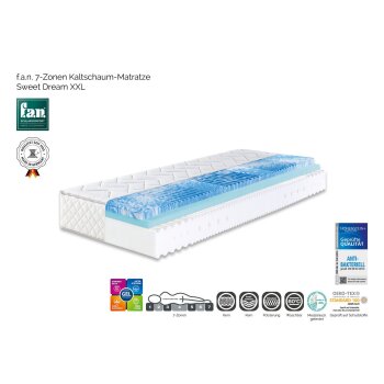 f.a.n. 7-Zonen-Kaltschaummatratze »Sweet Dream XXL«, mit Gelschaum-Topper, 26 cm Höhe (H2, 90 x 200 cm) - B-Ware Transportschaden Kosmetisch