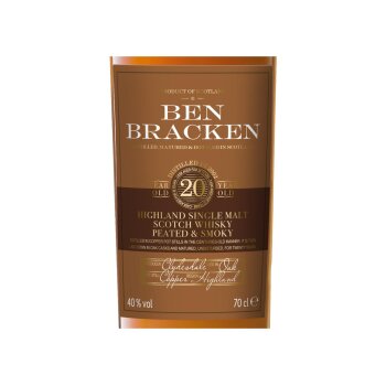 Ben Bracken Highland Peated Single Malt Scotch Whisky 20 Jahre 40 % Vol