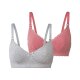 esmara® Damen Still-BHs, 2 Stück, bügellos, mit hohem Bio-Baumwollanteil (grau/rosa, 85D) - B-Ware neuwertig