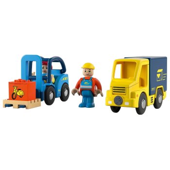 PLAYTIVE Fahrzeug-Set, mit Magnetkupplung (Postauto und Gabelstapler) - B-Ware sehr gut