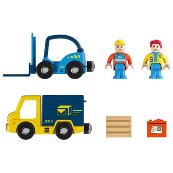 PLAYTIVE Fahrzeug-Set, mit Magnetkupplung (Postauto und Gabelstapler) - B-Ware sehr gut