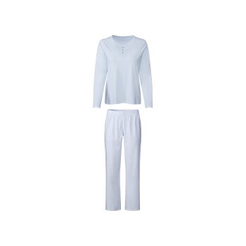 esmara Damen Pyjama aus Bio-Baumwolle, Gr. L, blau - B-Ware neuwertig