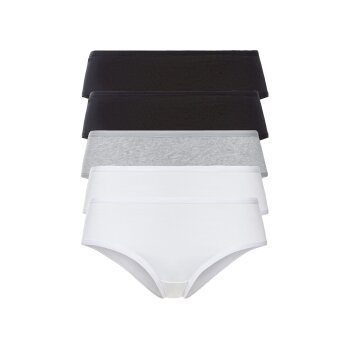 esmara® Damen Hipster, 5 Stück, mit Baumwolle (schwarz/grau/weiß, XS(32/34)) - B-Ware neuwertig