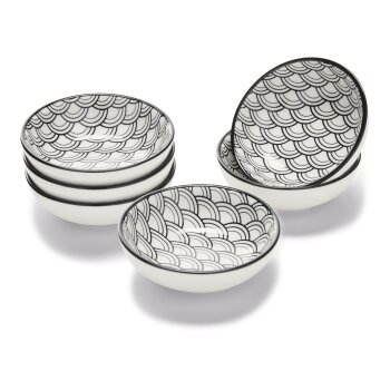 ERNESTO® Schüsseln/ Dipschälchen/ Porzellanlöffel, Porzellan (Dipschälchen/weiß/schwarz) - B-Ware neuwertig