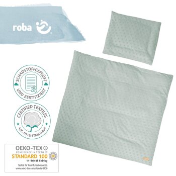 roba Babybettwäsche Lil Planet 80 x 80 cm - 2-teiliges Bettwäsche Set - Bio Baumwolle, Frosty Green - B-Ware sehr gut