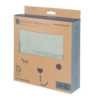 roba Babybettwäsche Lil Planet 80 x 80 cm - 2-teiliges Bettwäsche Set - Bio Baumwolle, Frosty Green - B-Ware sehr gut