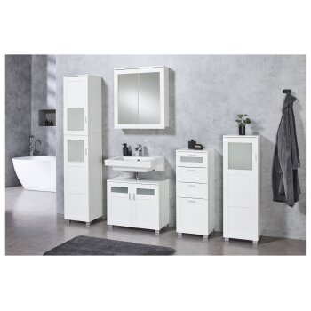 LIVARNO home Spiegelschrank Basel, mit 6 Glas-Einlegeböden, weiß - B-Ware Transportschaden