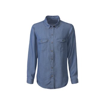 esmara® Damen Bluse mit Kentkragen, im Denim-Look (mittelblau, 46) - B-Ware neuwertig