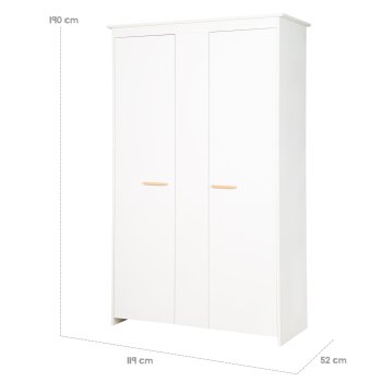 roba Kleiderschrank Anton 2-türig, weiß mit modernen Holzgriffen - B-Ware neuwertig