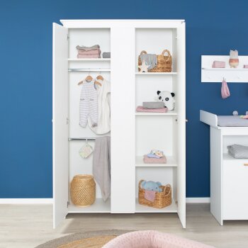 roba Kleiderschrank Anton 2-türig, weiß mit modernen Holzgriffen - B-Ware neuwertig