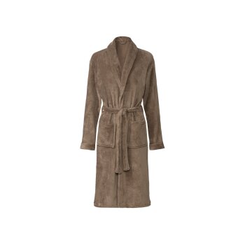 LIVARNO home Damen Bademantel, hochwertige Mikrofaser-Qualität (taupe, M) - B-Ware neuwertig