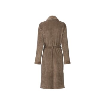 LIVARNO home Damen Bademantel, hochwertige Mikrofaser-Qualität (taupe, M) - B-Ware neuwertig