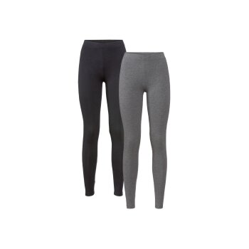 esmara® Damen Leggings, 2 Stück, normale Leibhöhe (grau, S(36/38)) - B-Ware neuwertig