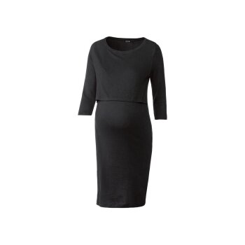 esmara® Damen Umstandskleid mit 3/4-Ärmeln, leger geschnitten (schwarz, S (36/38)) - B-Ware neuwertig