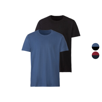 LIVERGY® Herren T-Shirts, 2 Stück, aus reiner Baumwolle - B-Ware