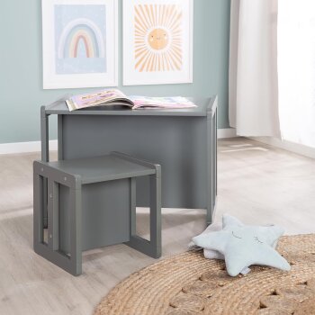 roba Kindersitzgruppe 3in1- Wendehocker & Tisch - zu Kinderbank umwandelbar, anthrazit - B-Ware neuwertig