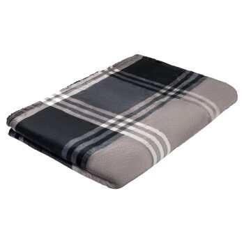 LIVARNO home Kuscheldecke, mit Teddyfleece, 150 x 200 cm (kariert/grau) - B-Ware neuwertig