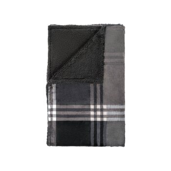 LIVARNO home Kuscheldecke, mit Teddyfleece, 150 x 200 cm (kariert/grau) - B-Ware neuwertig