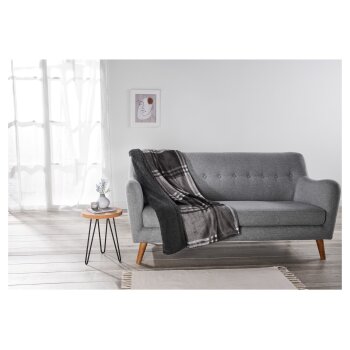 LIVARNO home Kuscheldecke, mit Teddyfleece, 150 x 200 cm (kariert/grau) - B-Ware neuwertig