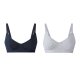esmara® Damen Still-BHs, 2 Stück, bügellos, mit hohem Baumwollanteil (marine/grau, 85B) - B-Ware neuwertig