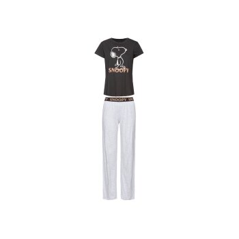 Damen Pyjama mit Rundhalsausschnitt und Print (Snoopy,...