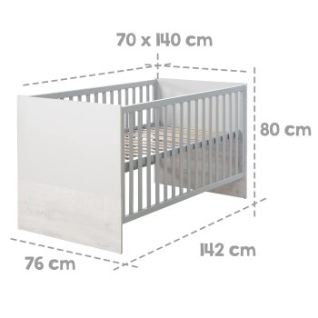 roba Kombi-Kinderbett Maren 2, verstellbar, 70 x 140 cm, lichtgrau/weiß - B-Ware neuwertig