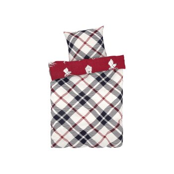 LIVARNO home Winter Jersey Bettwäsche, 155 x 220 cm (Rentier/rot) - B-Ware neuwertig