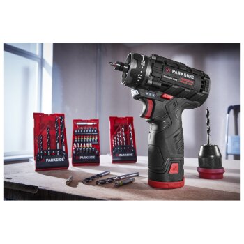 PARKSIDE PERFORMANCE® »PBSPA 12 D4« 12 V Akku-Bohrschrauber, mit 2 Akkus, Ladegerät und Bit- und Bohrerset - B-Ware gut