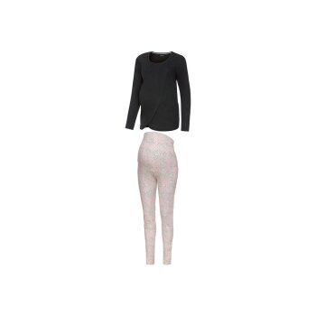 esmara® Damen Umstandspyjama, mit Bio-Baumwolle (Punkte schwarz, L(44/46)) - B-Ware neuwertig