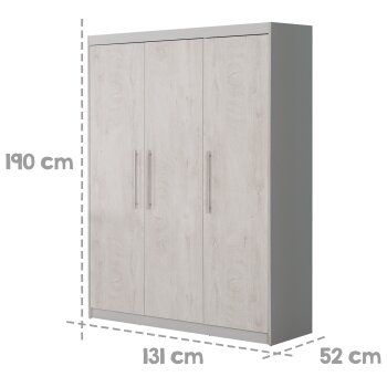roba Kleiderschrank Maren 2, 3-türig, Lichtgrau/weiß - B-Ware neuwertig