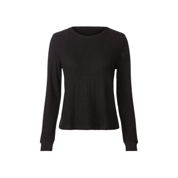 esmara® Damen Pyjama, lang, weiche Ripp-Qualität (schwarz, S(36/38)) - B-Ware neuwertig