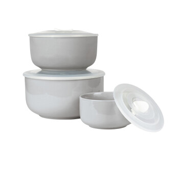 ERNESTO® Porzellanschüsseln, 3-teilig, mit Deckel - B-Ware
