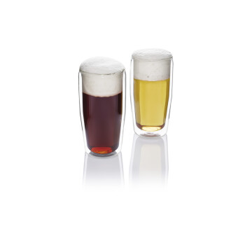 ERNESTO® Doppelwandige Gläser, 2 Stück, aus Borosilikatglas (Bier) - B-Ware neuwertig