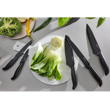 ERNESTO® Messer aus Edelstahl, schwarz (Küchenmesser, 2er) - B-Ware sehr gut