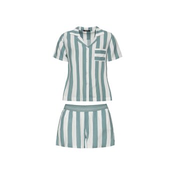 esmara® Damen Shorty Pyjama mit ressourcenschonender Viskose (grün/cremé, XS (32/34)) - B-Ware neuwertig