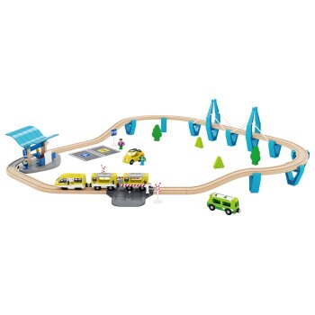 Playtive Eisenbahn-Set Dschungel / Passagierzug, aus Buchenholz (Passagier Zug) - B-Ware neuwertig