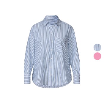 esmara® Damen Bluse mit Kentkragen, reine Baumwolle -...