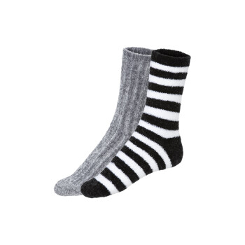 esmara® Damen Chenille-Socken, 2 Paar, flauschig weich (grau, 39-42) - B-Ware neuwertig