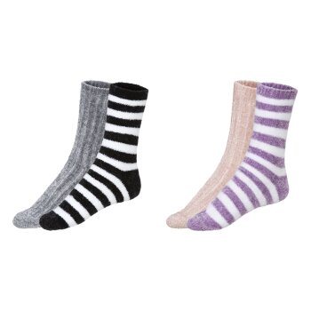 esmara® Damen Chenille-Socken, 2 Paar, flauschig...