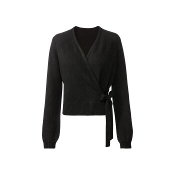 esmara® Damen Wickel-Cardigan mit V-Ausschnitt (schwarz, M(40/42)) - B-Ware neuwertig