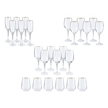 Glas Set, 6-teilig, mit Goldrand - B-Ware