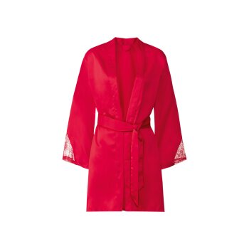 esmara® Damen Satin-Kimono mit Gürtel und Bindeband (rot, XS (32/34)) - B-Ware neuwertig